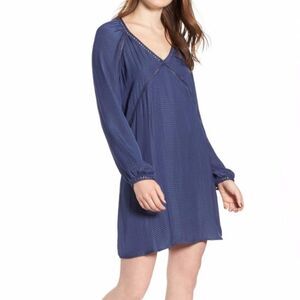 Hinge Lace Detail blue long sleeve Mini dress  size M new with tags